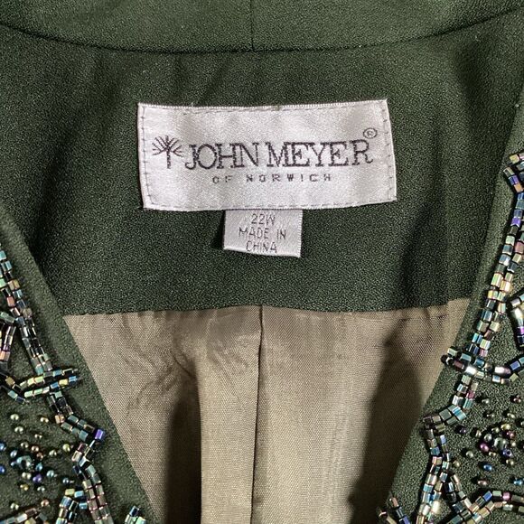 John Meyer Of Norwich Oversized Jacket Green Embroidery Beaded Embellish VTG 22W - Picture 6 of 15
